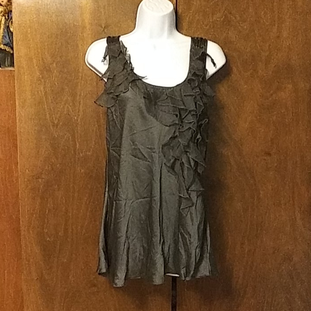 SPENCE GREY RUFFLE TANK - NWT